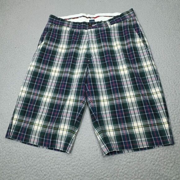 Polo Ralph Lauren Shorts Mens‎ 32x11 Green Chino Tartan Plaid Golf Slash Pocket - Picture 1 of 14